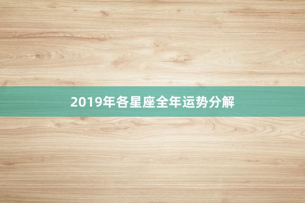 2019年各星座全年运势分解